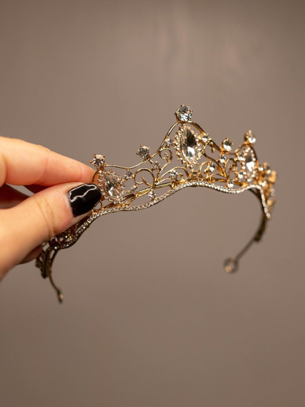 Crystal & Gold Plated Tiara Crown - Headpiece - Princess - Photoshoot